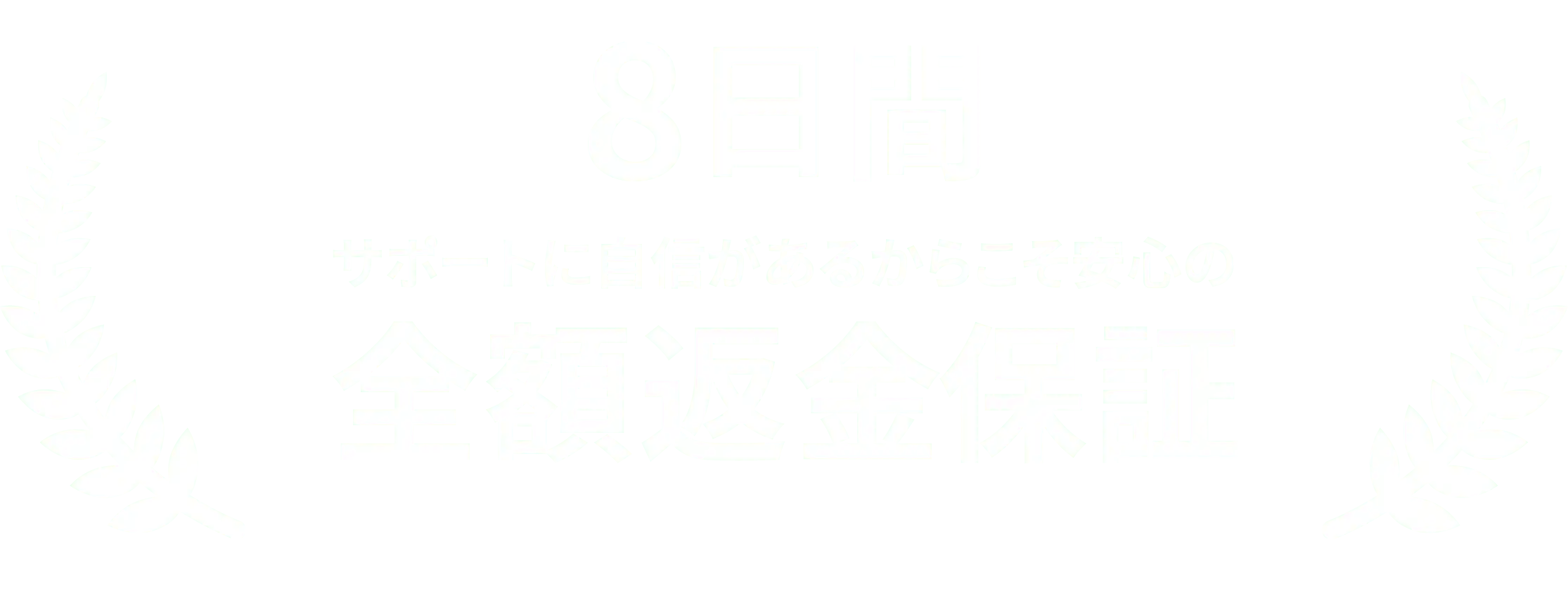 写真:8日間 サポートに自信があるからこそ安心の全額返金保証
